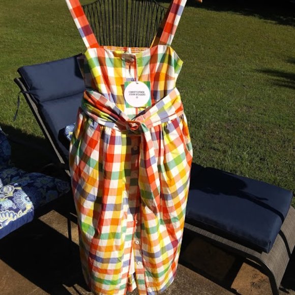 Christopher John Rogers Multi Plaid Dress 6 - Picture 2 of 3